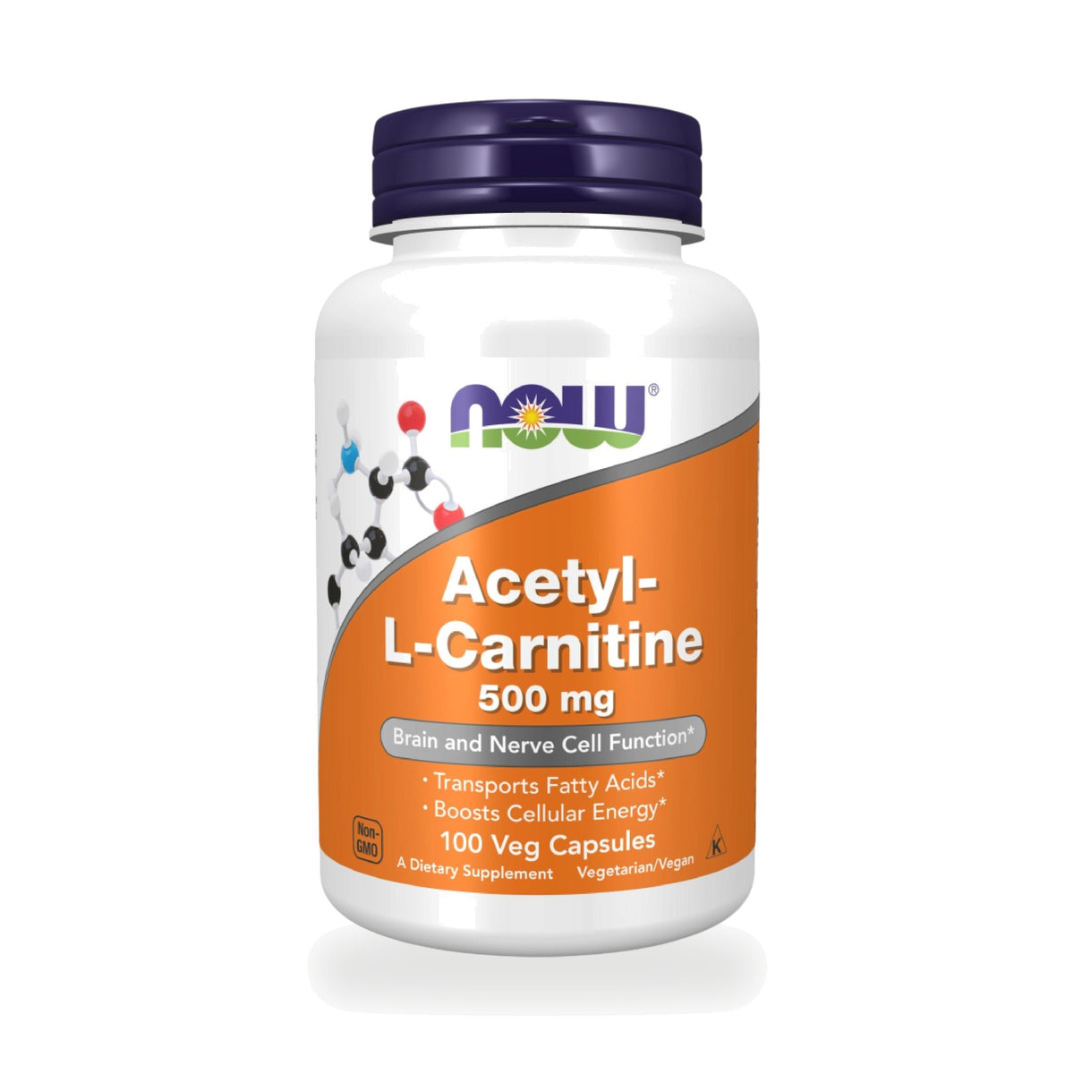 NOW Foods Acetyl-L-Carnitine 500mg Veg Capsules — 100 Capsules