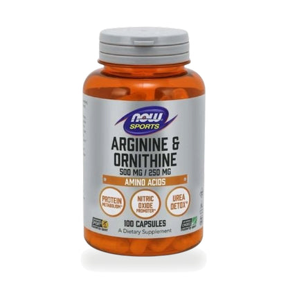 NOW Foods Arginine & Ornithine Capsules 500mg/250mg — 100 Capsules