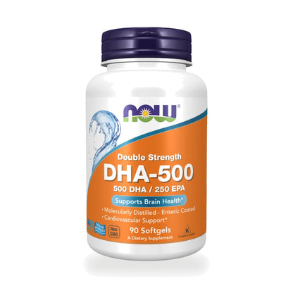 NOW Foods DHA-500 Enteric Coated Fish Oil Softgels 1,000mg — 90 Softgels