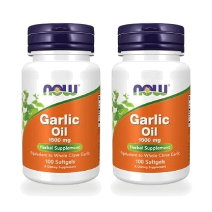 NOW Foods Garlic Oil 1,500mg Vegetable Capsules — Twin Pack