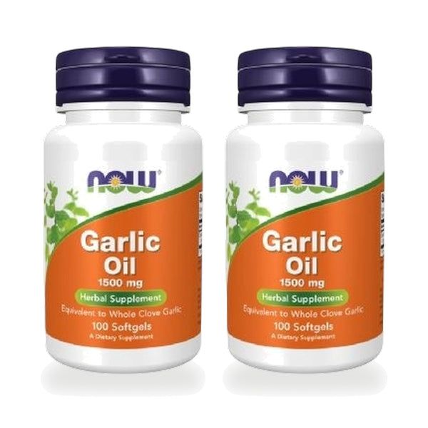 NOW Foods Garlic Oil 1,500mg Vegetable Capsules — Twin Pack