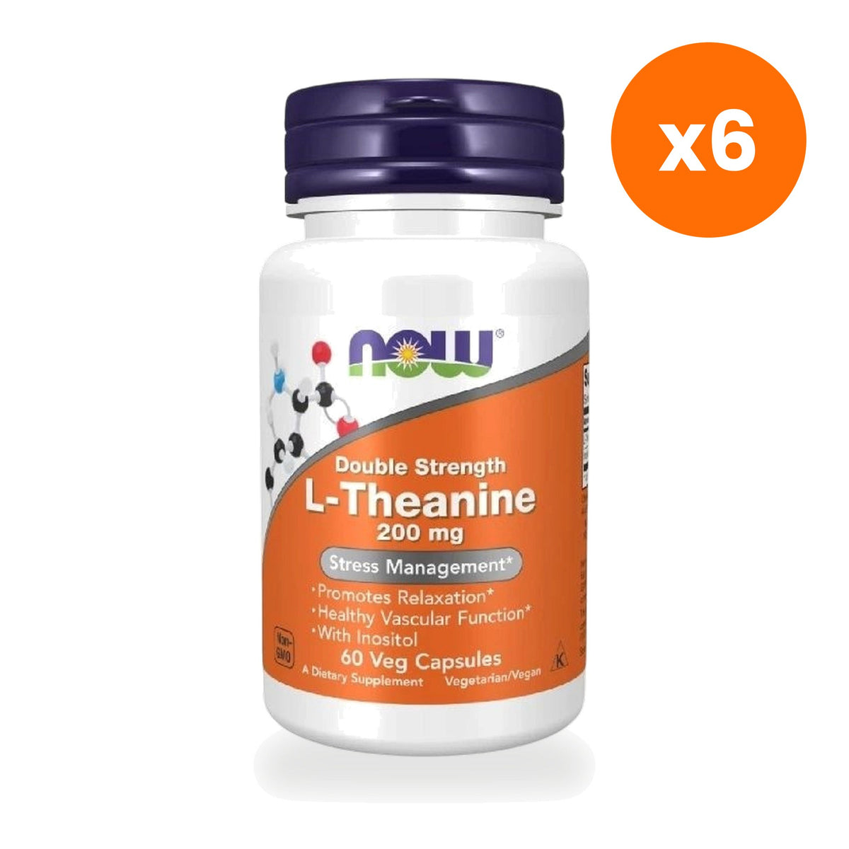 NOW Foods L Theanine 200mg Inositol 60 Veg Capsules