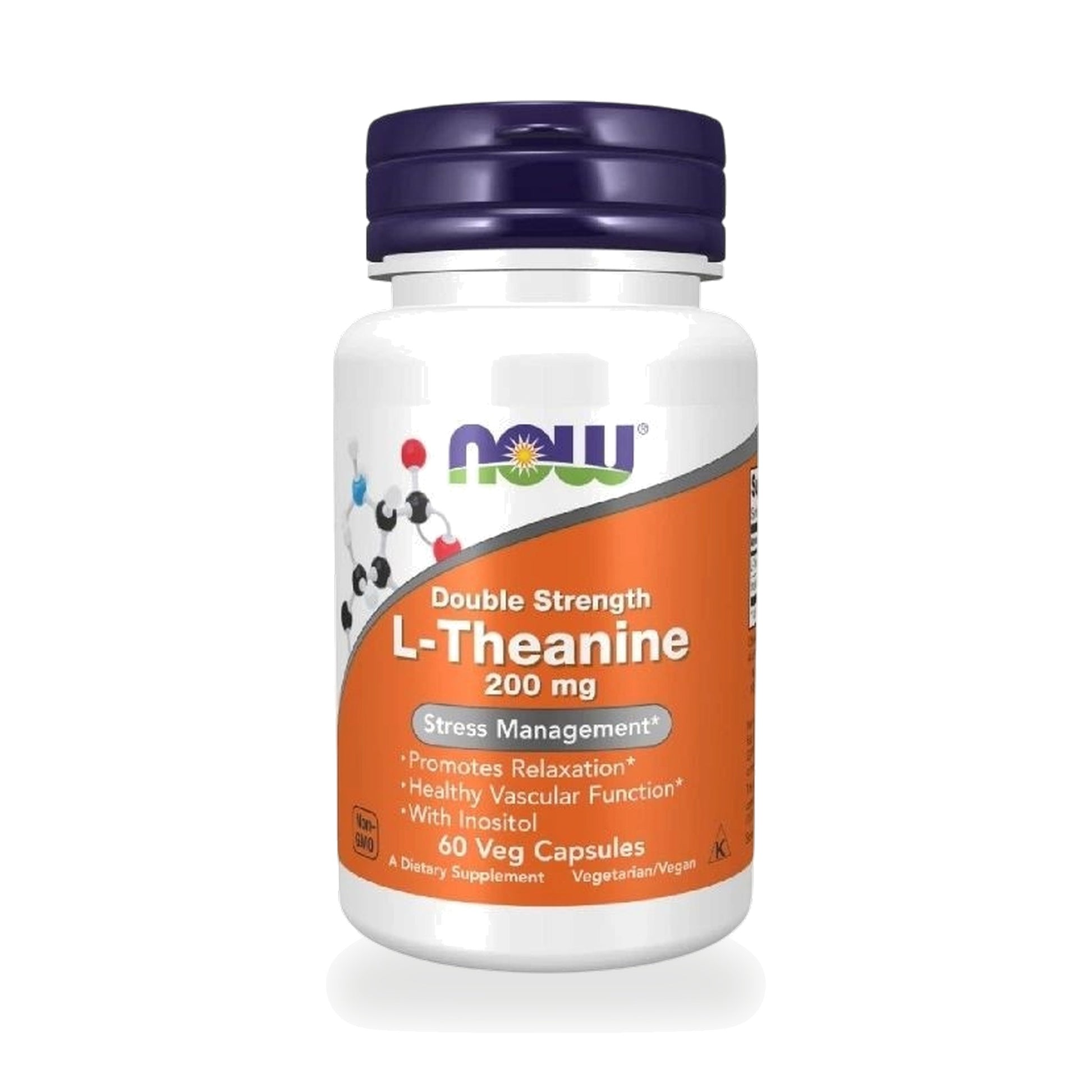 NOW Foods L-Theanine 200mg with Inositol Veg Capsules — 60 Veg Capsules