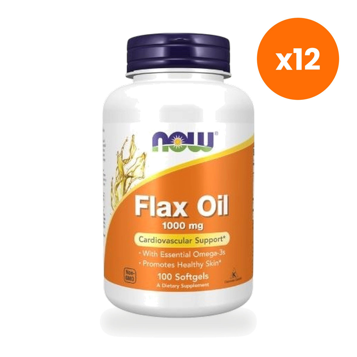 NOW Foods Organic Flax Seed Oil 1000mg Omega 3 for Everyday Wellness 100 Softgels