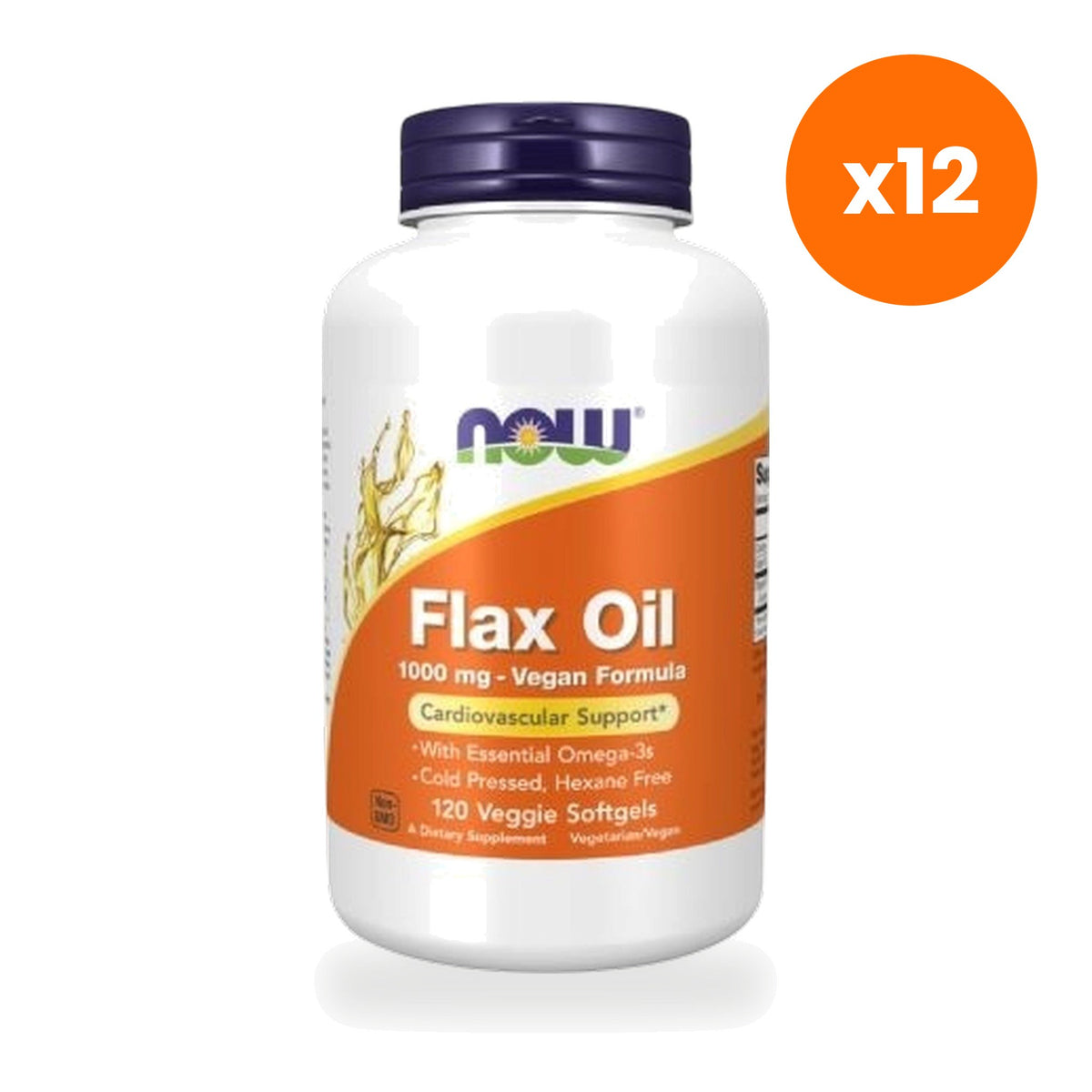 NOW Foods Organic Flax Seed Oil 1000mg Omega 3 for Everyday Wellness 120 Softgels