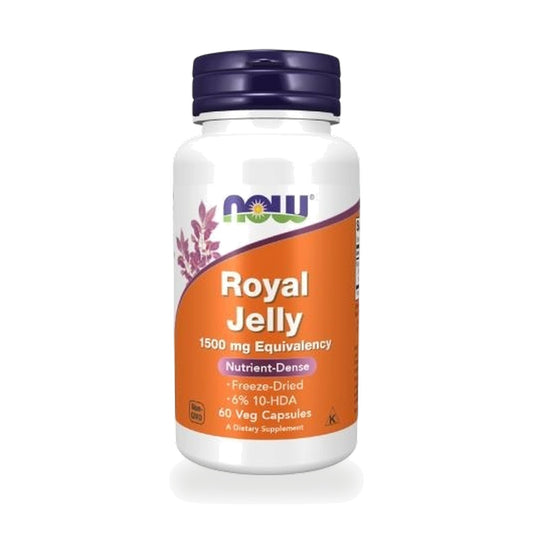 NOW Foods Royal Jelly Freeze-Dried Veg Capsules 1,500mg Equivalent — 60 Veg Capsules