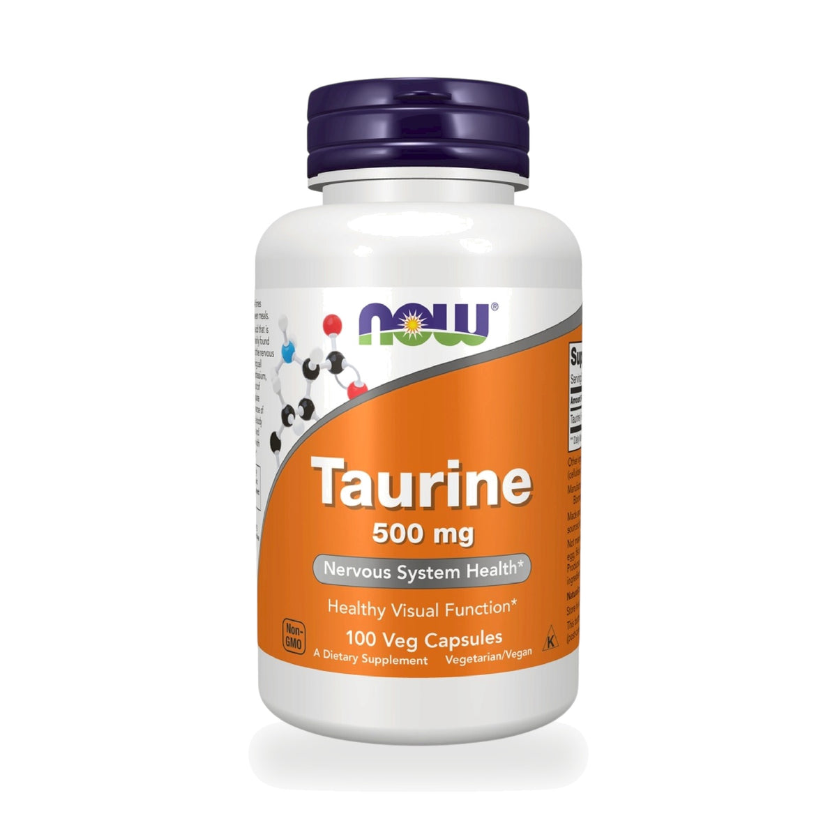 NOW Foods Taurine Veg Capsules 500mg — 100 Veg Capsules