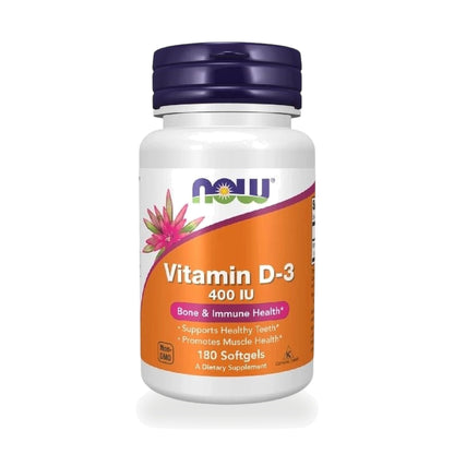 NOW Foods Vitamin D3 Softgels 400 IU — 180 Softgels