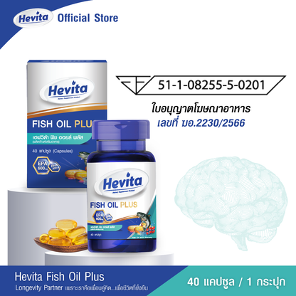 Panapat Fish Oil Plus EPA 600mg DHA 300mg for Heart and Brain Health 40 Softgels