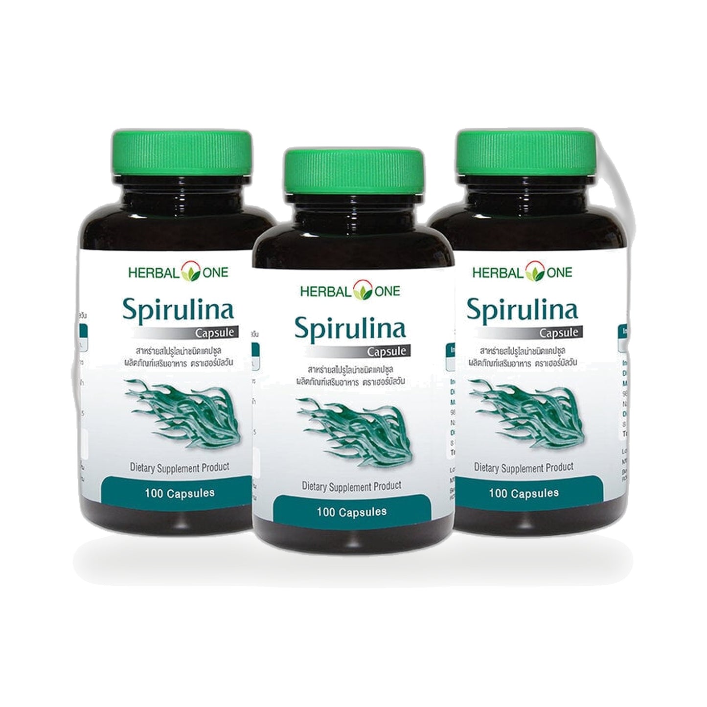 Ouay Un Osoth Herbal One Spirulina Capsules 400mg — 3 x 100 Capsules