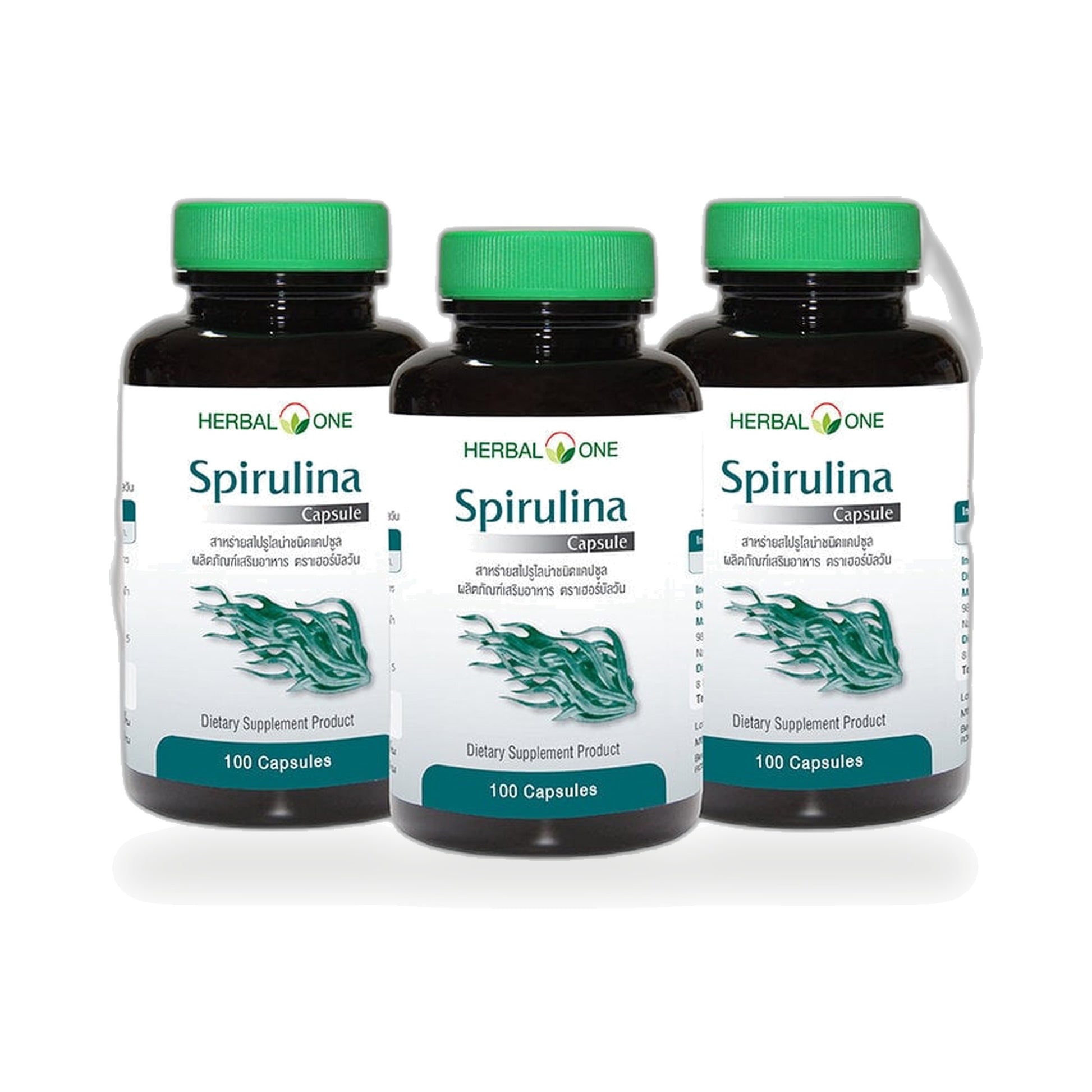 Ouay Un Osoth Herbal One Spirulina Capsules 400mg — 3 x 100 Capsules