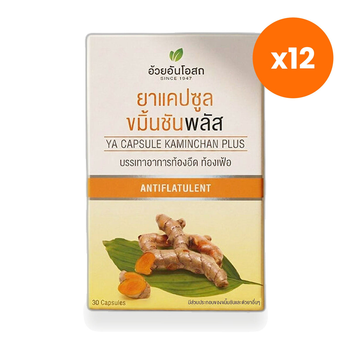 Ouay Un Osoth Turmeric Plus Black Pepper Box for Digestive Comfort 60 Capsules