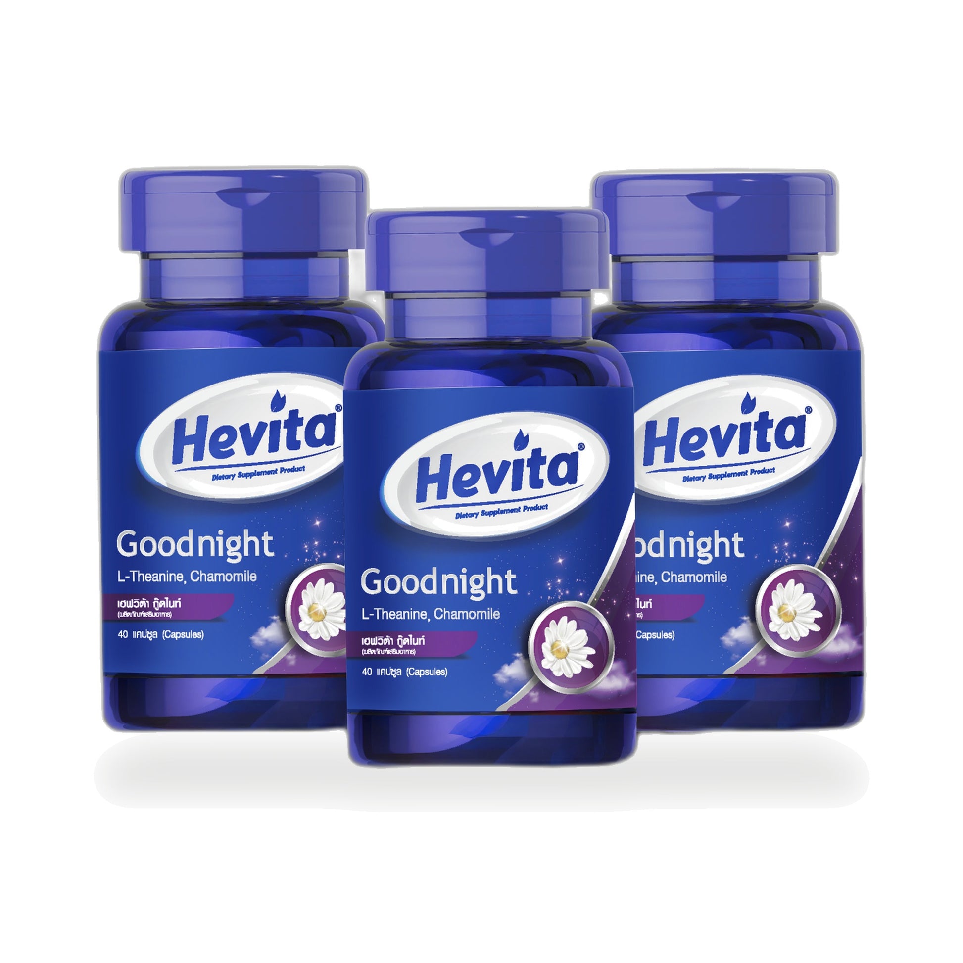 Panapat Hevita Good Night L-Theanine & GABA Capsules — 3 x 40 Capsules