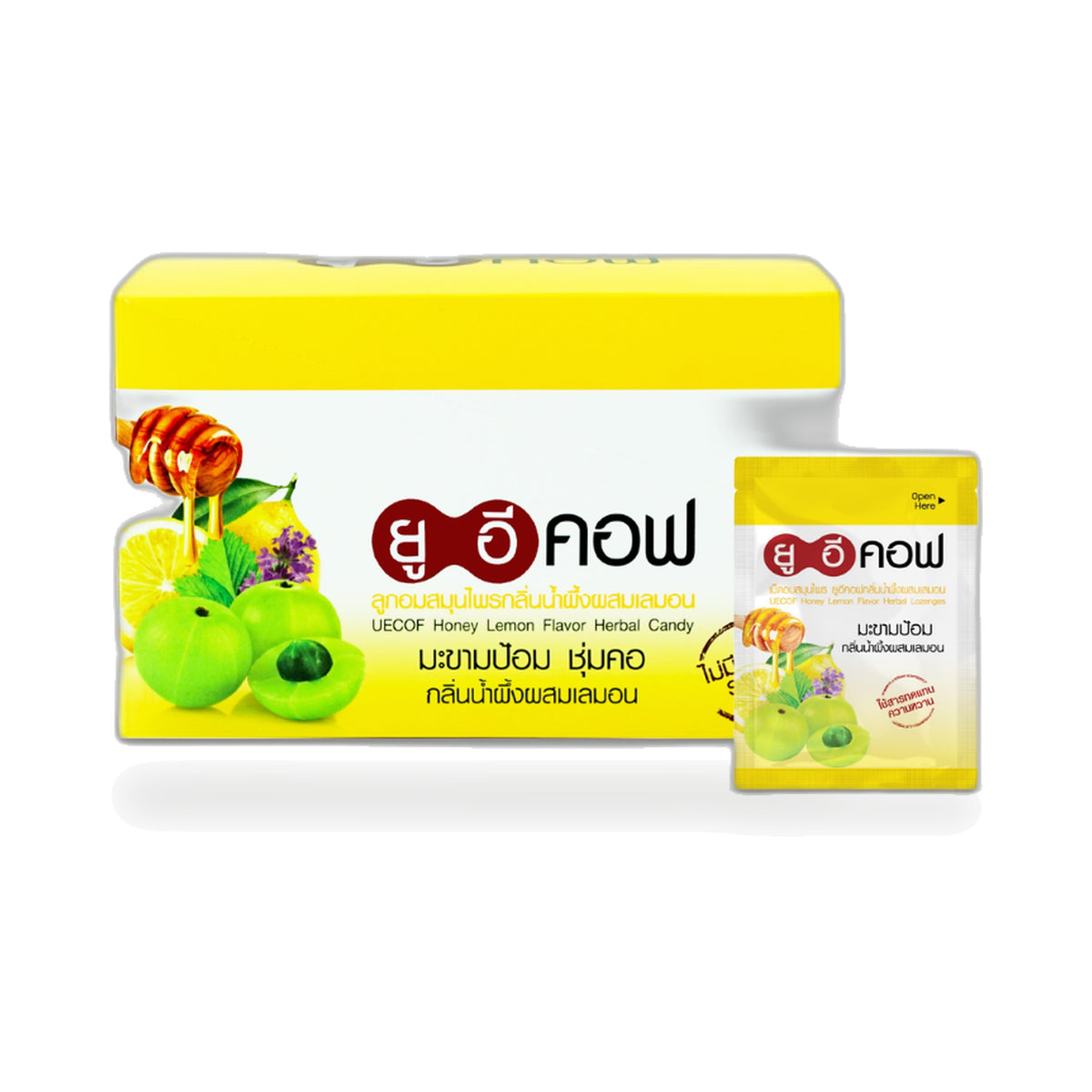 Panapat Uecof Honey Lemon Amla Herbal Lozenges, Sugar-Free — 20 x 20 Lozenges