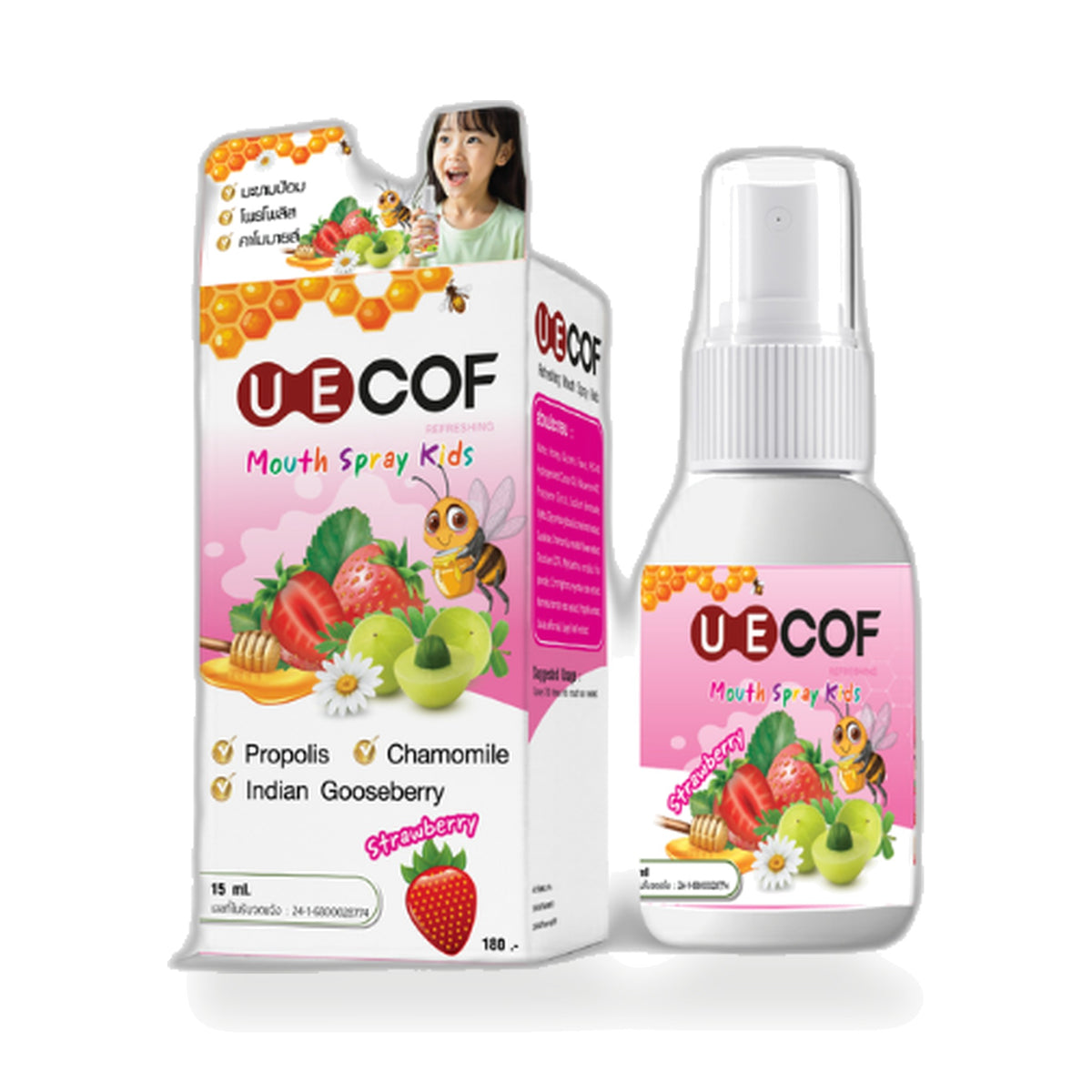 Panapat Uecof Kids Refreshing Mouth Spray Strawberry — 15 ml
