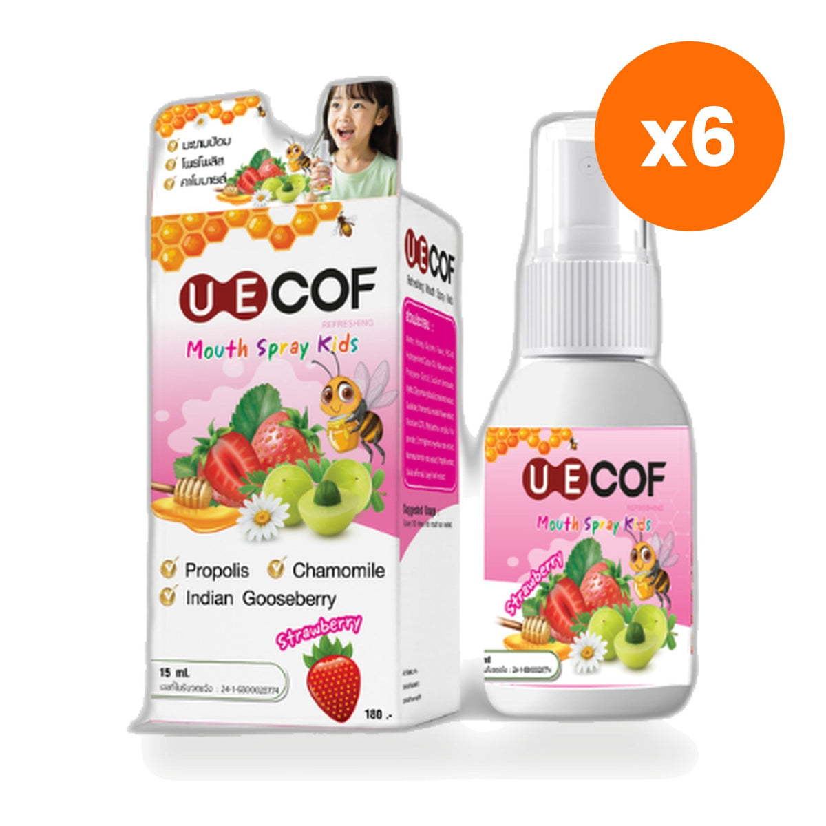 Panapat Uecof Kids Refreshing Mouth Spray Strawberry for Throat Comfort 15 ml
