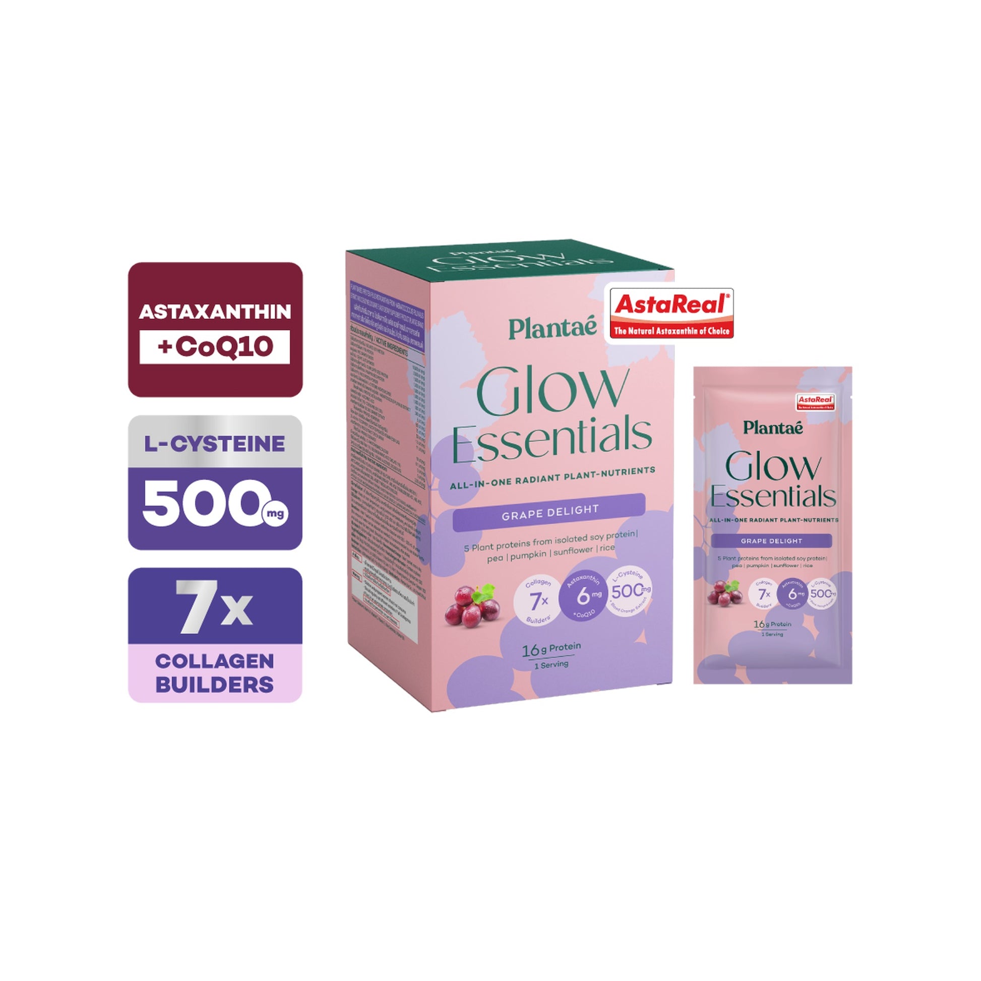 Plantae Glow Essentials Grape Delight Plant Protein Drink Powder (Box)
