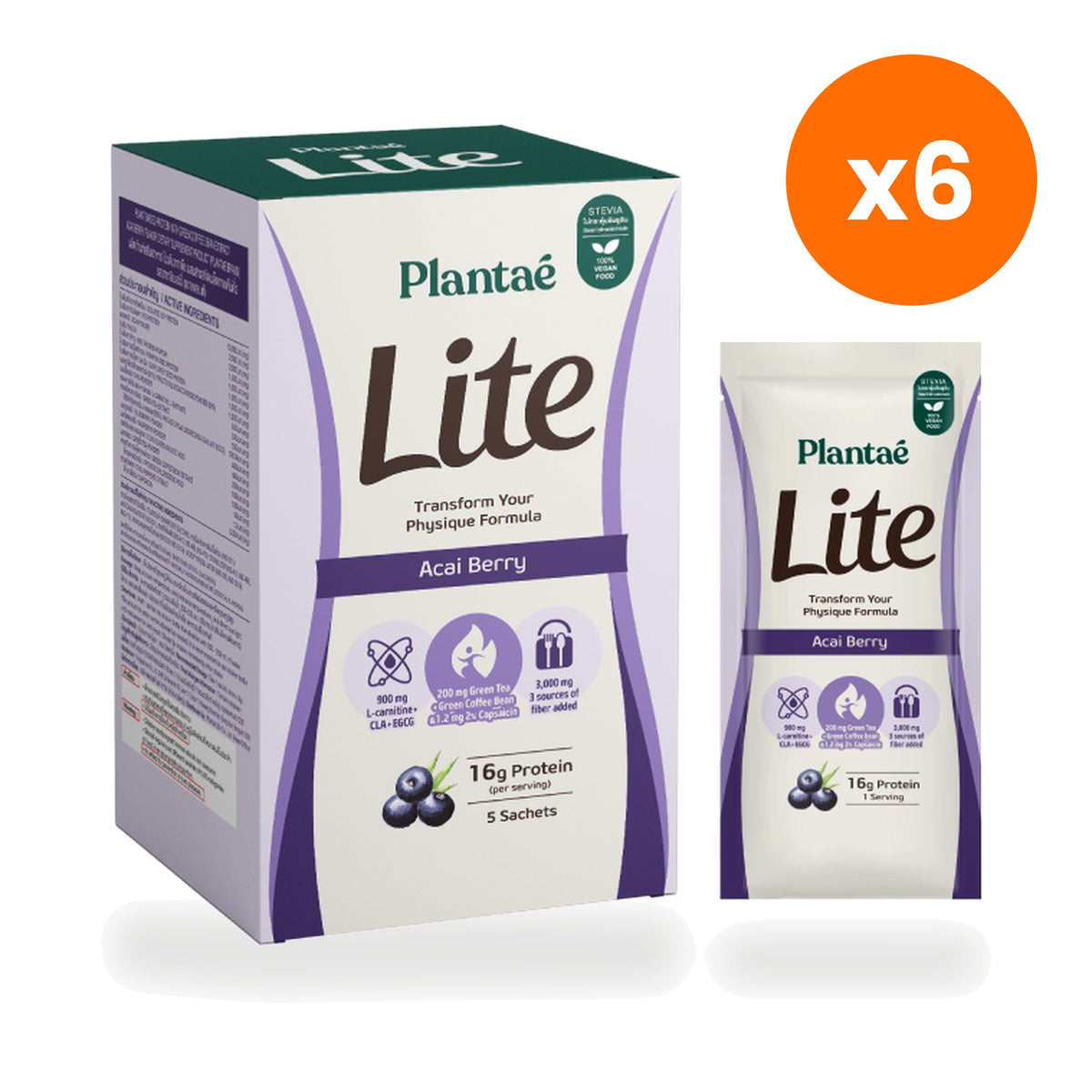 Plantae Lite Protein Acai Berry Plant Based Powder Box for Weight Management