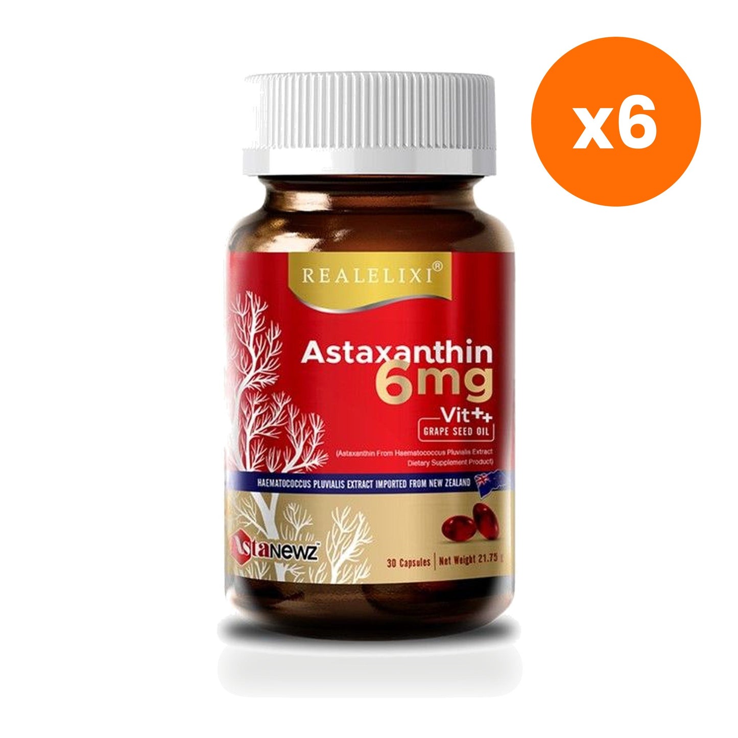 Real Elixir Astaxanthin Vit Plus 6mg 30 Capsules