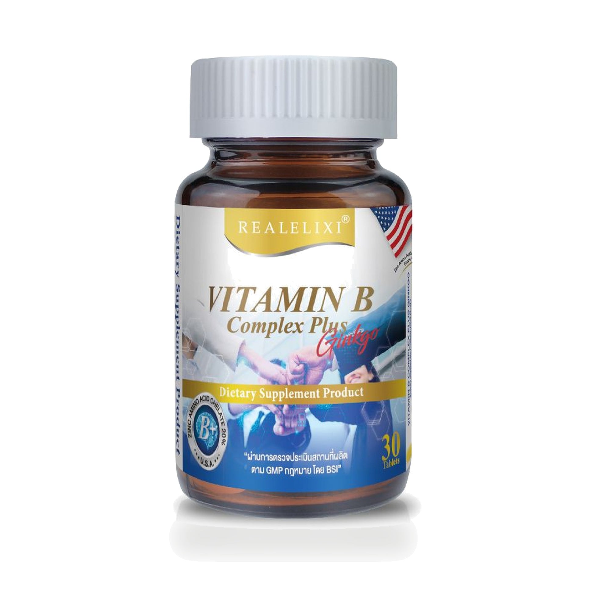 Real Elixir Vitamin B Complex Plus Ginkgo Biloba Tablets — 30 Tablets