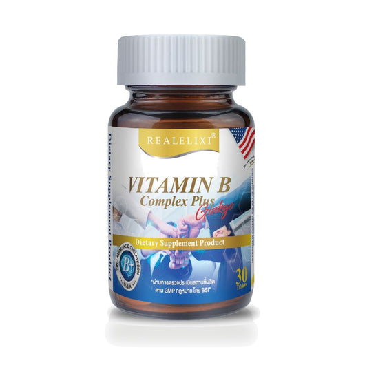 Real Elixir Vitamin B Complex Plus Ginkgo Biloba Tablets — 30 Tablets