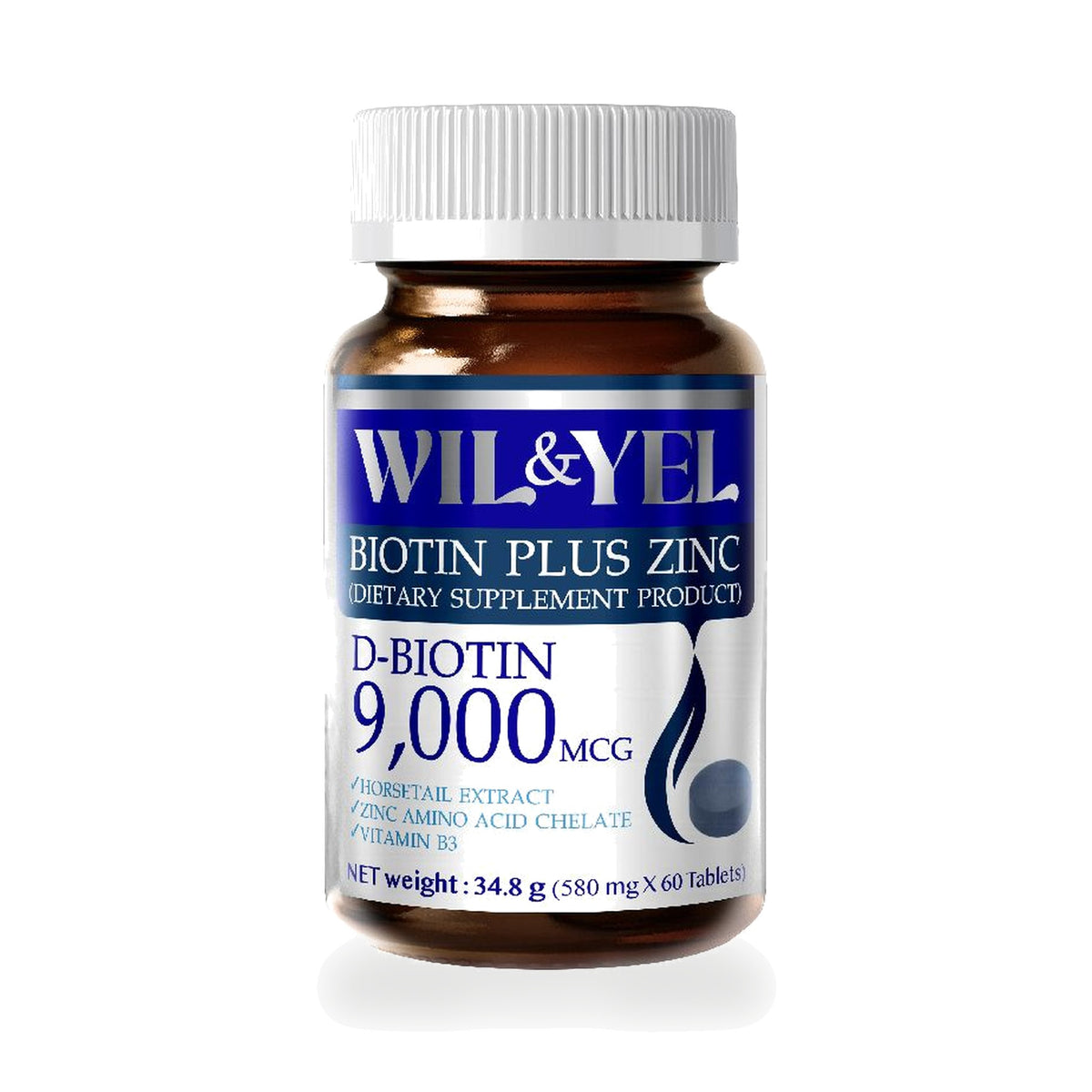 Real Elixir Will & Yell Biotin + Zinc Hair Supplement Tablets — 60 Tablets