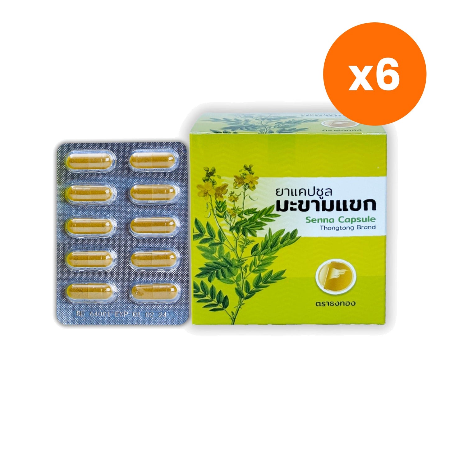 Thongtong Osoth Senna Leaf for Bedtime Regularity Support 100 Capsules