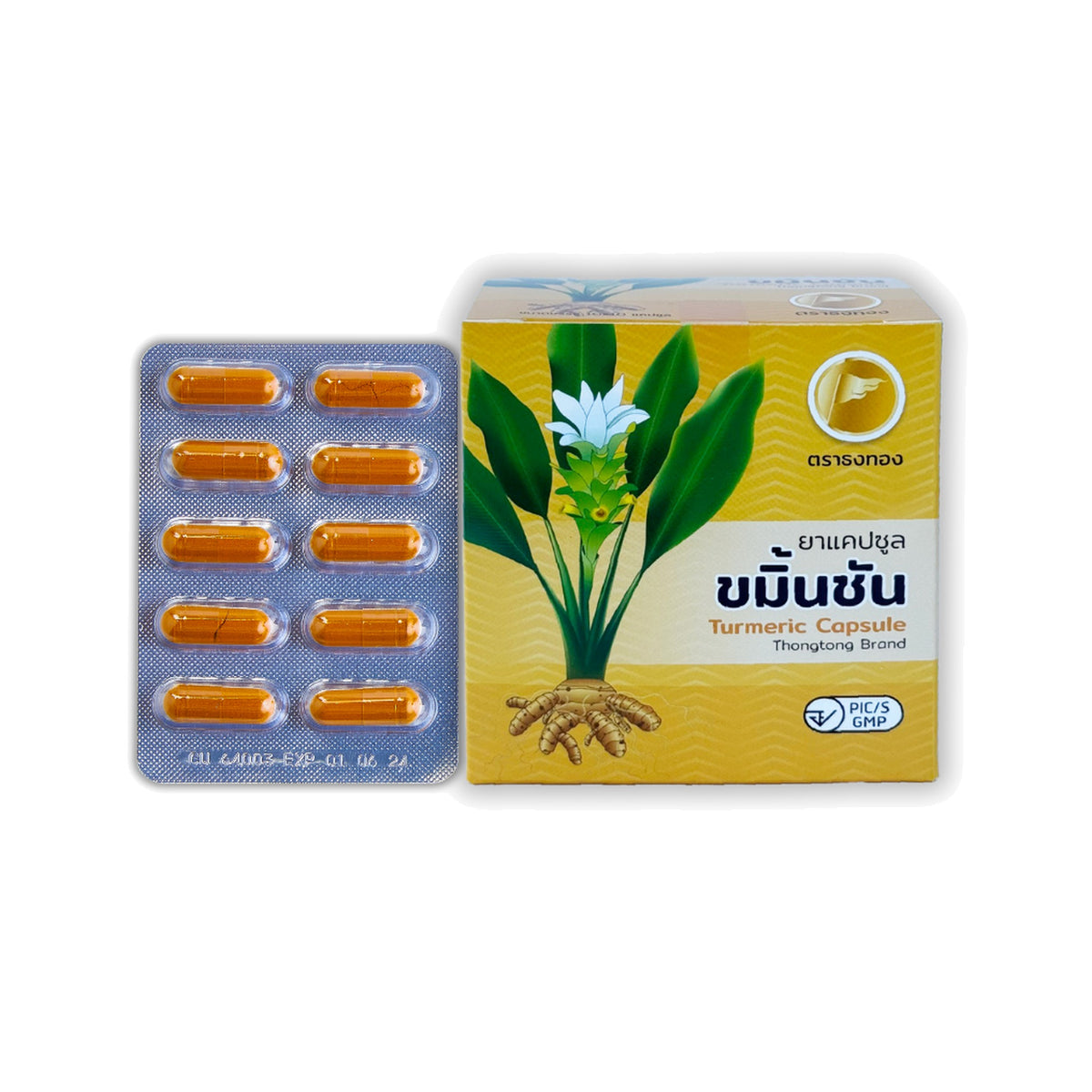 Thongtong Osoth Turmeric Capsules — 100 Capsules (10 Blister Strips of 10)