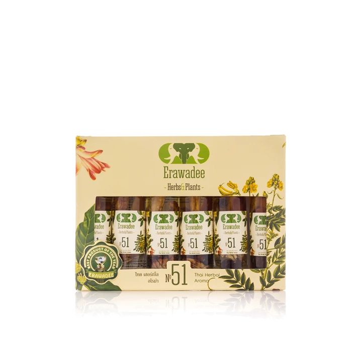 Erawadee No.51 Ya Dom Herbal Inhaler Roll On Aromatherapy 12 x 8 ml