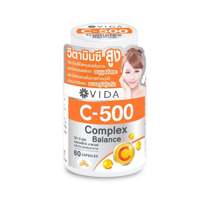 VIDA Vitamin C 500 Complex with Zinc & Bioflavonoids Capsules — 60 Capsules