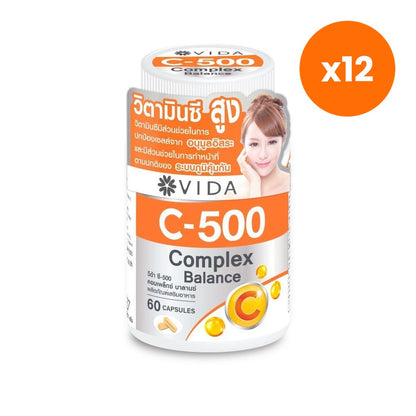 VIDA Vitamin C 500 Complex Zinc Bioflavonoids for Daily Immune Support 60 Capsules