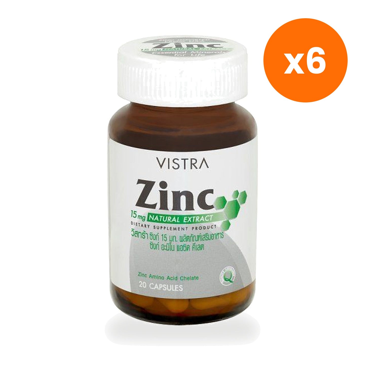 VISTRA Zinc Amino Acid Chelate 15mg 20 Capsules
