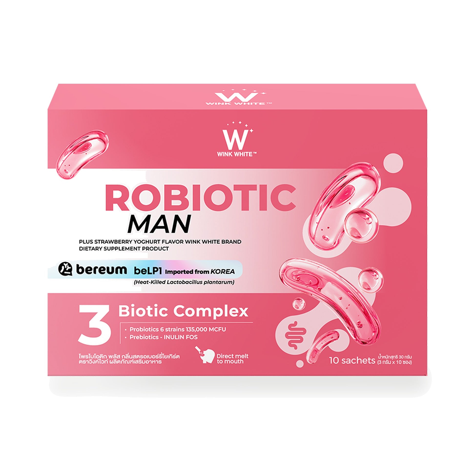 Wink White Probiotic Woman Plus, Strawberry Yoghurt Flavour